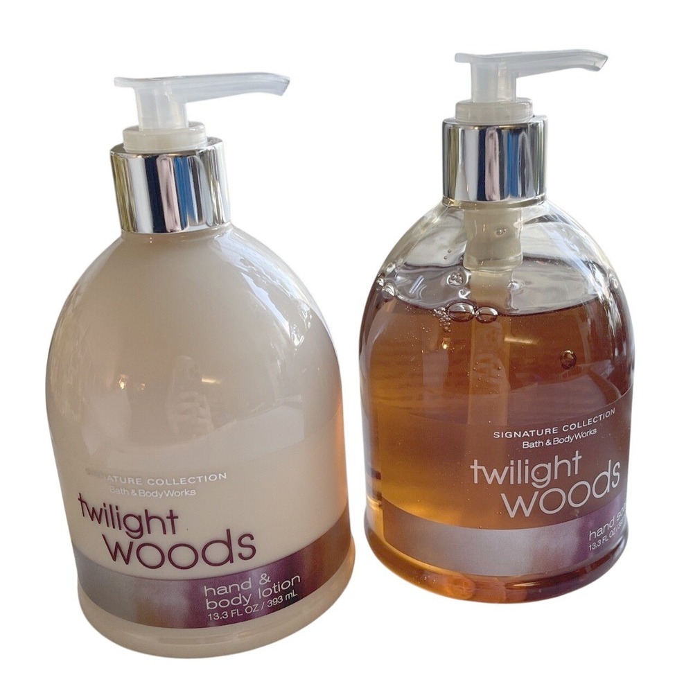 Bath & Body Works TWILIGHT WOODS 13.3 oz Hand Soap & 13.3 oz Hand Lotion